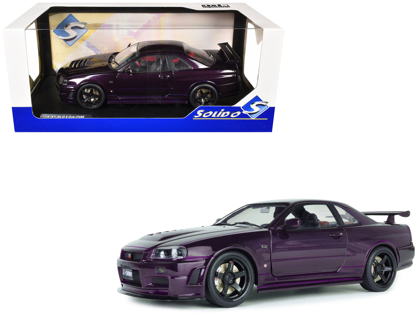 1999 Nissan Skyline GT-R (R34) Z-Tune RHD (Right Hand Drive) Midnight Purple Metallic 1/18 Diecast Model Car