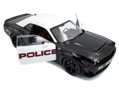 2023 Dodge Challenger Demon "Police" Black and White 1/18 Diecast Model Car