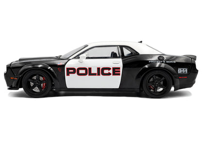 2023 Dodge Challenger Demon "Police" Black and White 1/18 Diecast Model Car