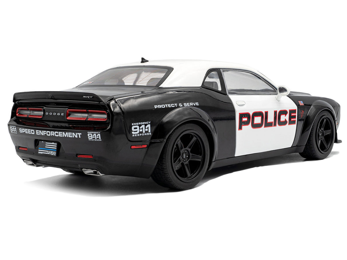 2023 Dodge Challenger Demon "Police" Black and White 1/18 Diecast Model Car
