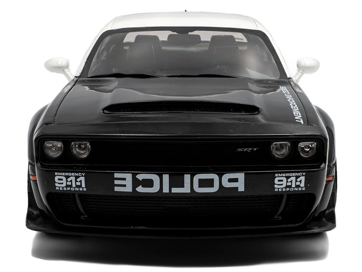 2023 Dodge Challenger Demon "Police" Black and White 1/18 Diecast Model Car