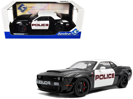 2023 Dodge Challenger Demon "Police" Black and White 1/18 Diecast Model Car