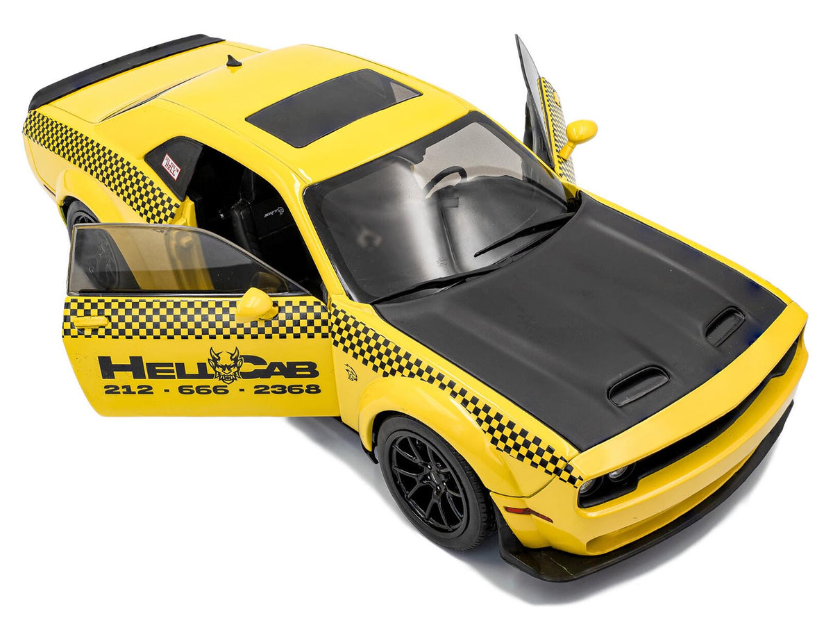 2023 Dodge Challenger SRT Hellcat Redeye Widebody Taxi "NYC Hellcab" Yellow with Black Hood and Graphics 1/18 Diecast Model Car