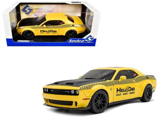 2023 Dodge Challenger SRT Hellcat Redeye Widebody Taxi "NYC Hellcab" Yellow with Black Hood and Graphics 1/18 Diecast Model Car