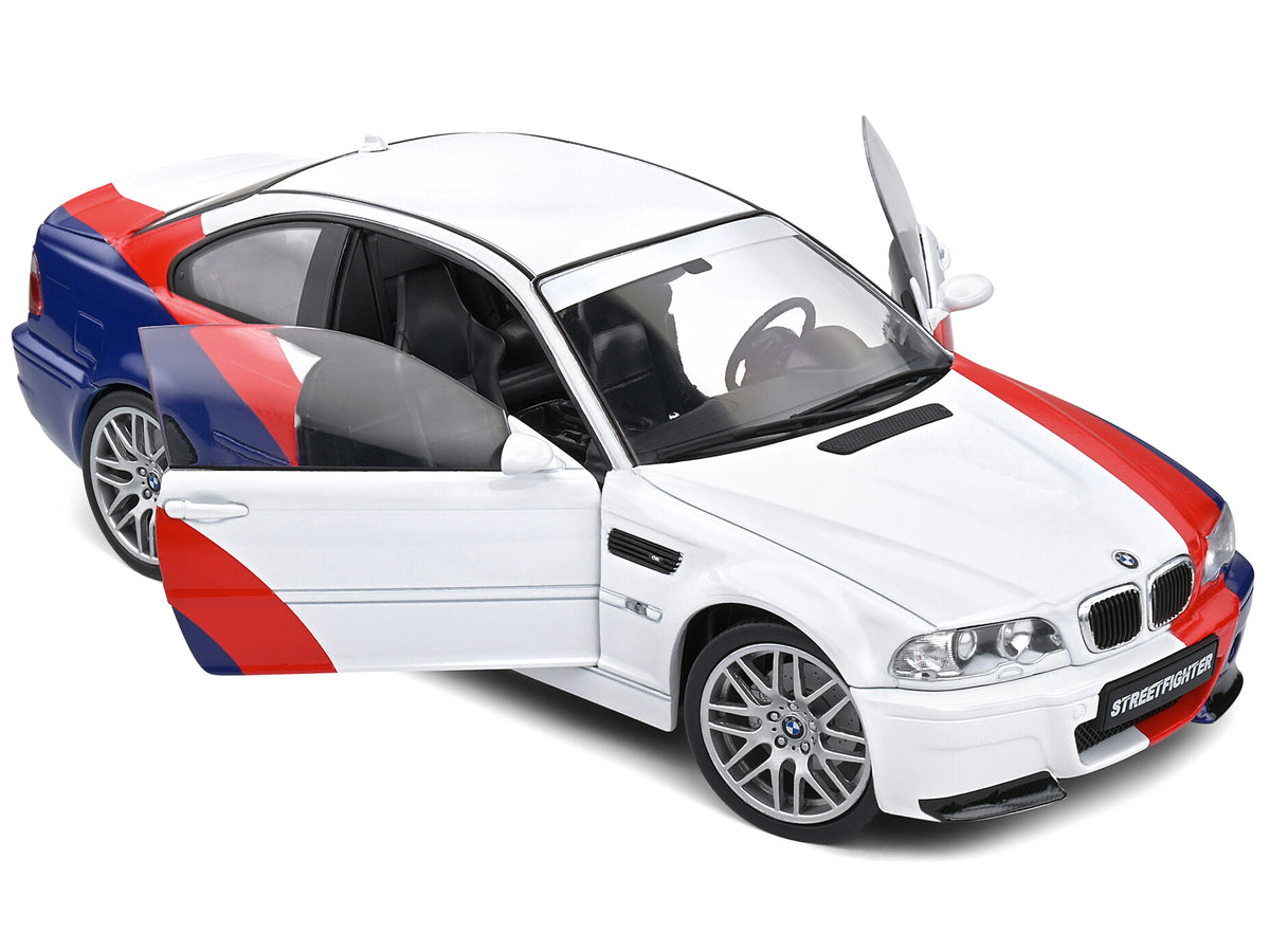 2000 BMW E46 M3 "Streetfighter" White with Blue and Red Graphics 1/18 Diecast Model Car