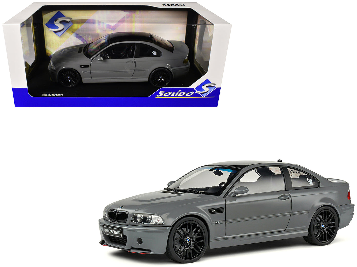 2000 BMW E46 M3 "Streetfighter" Nardo Gray with Black Top 1/18 Diecast Model Car