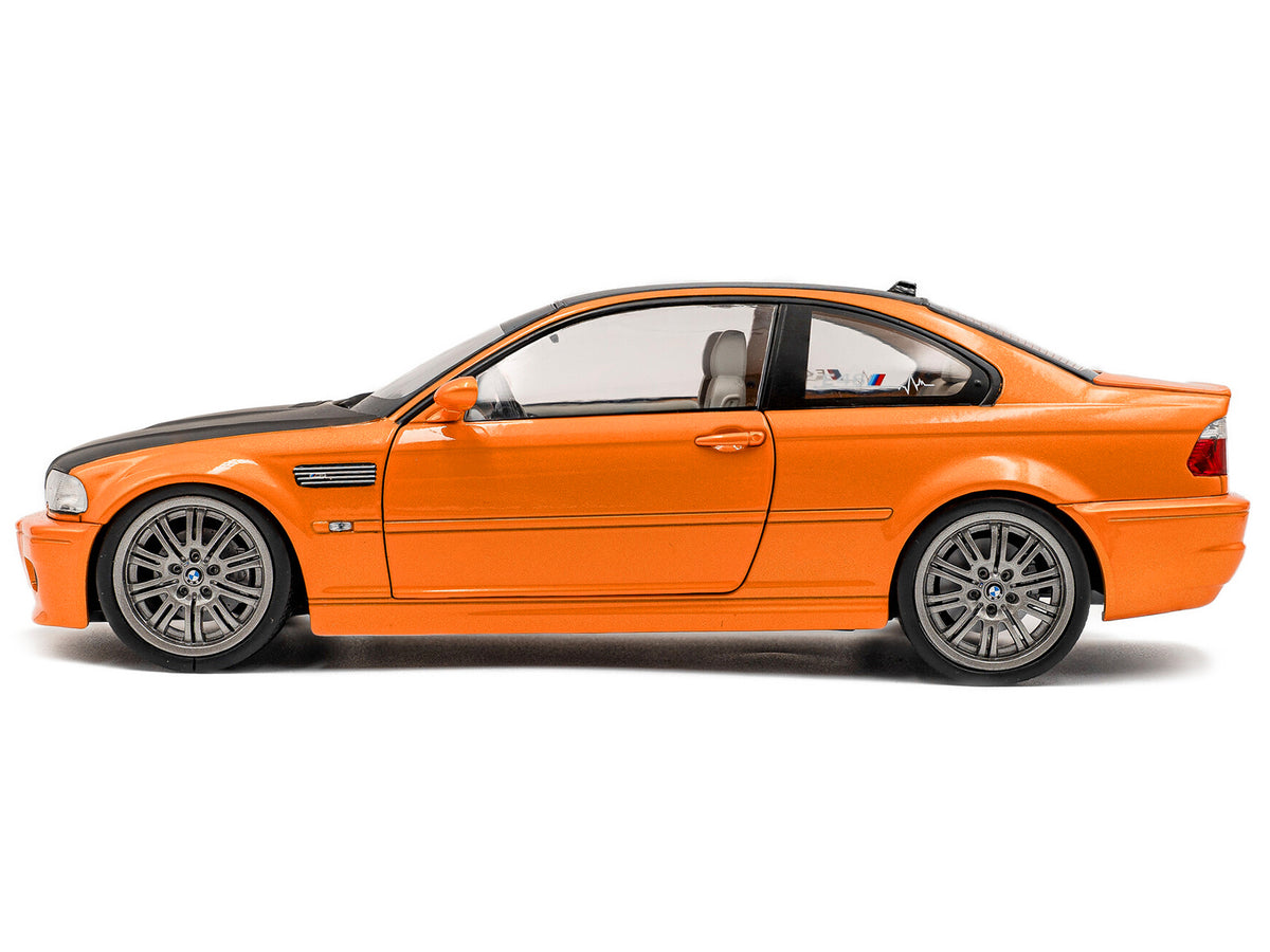 2000 BMW E46 M3 "Solido Works" Orange Metallic with Matt Black Hood and Carbon Top 1/18 Diecast Model Car
