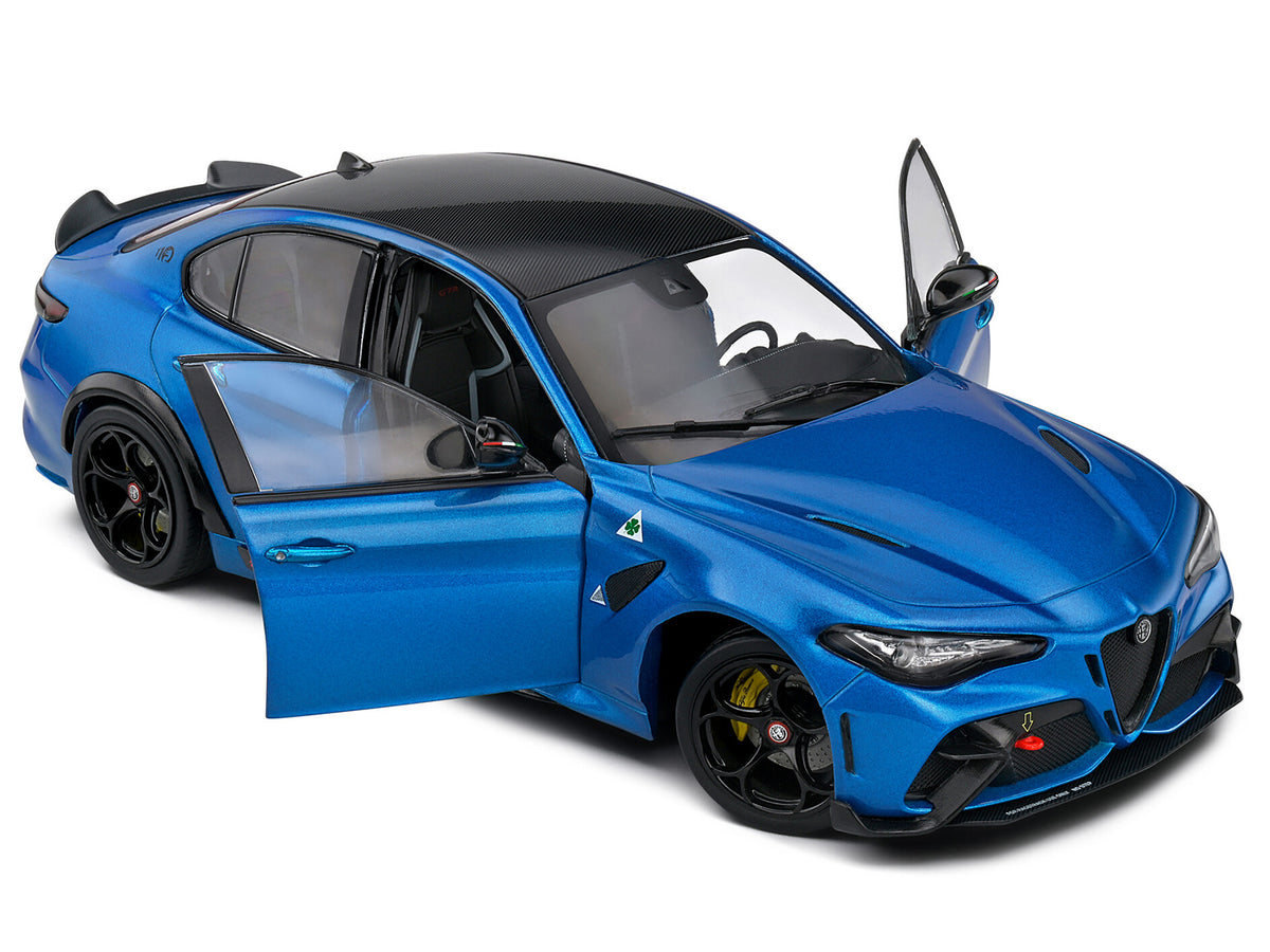 2022 Alfa Romeo Giulia GTA Anodized Blue Metallic with Carbon Top 1/18 Diecast Model Car
