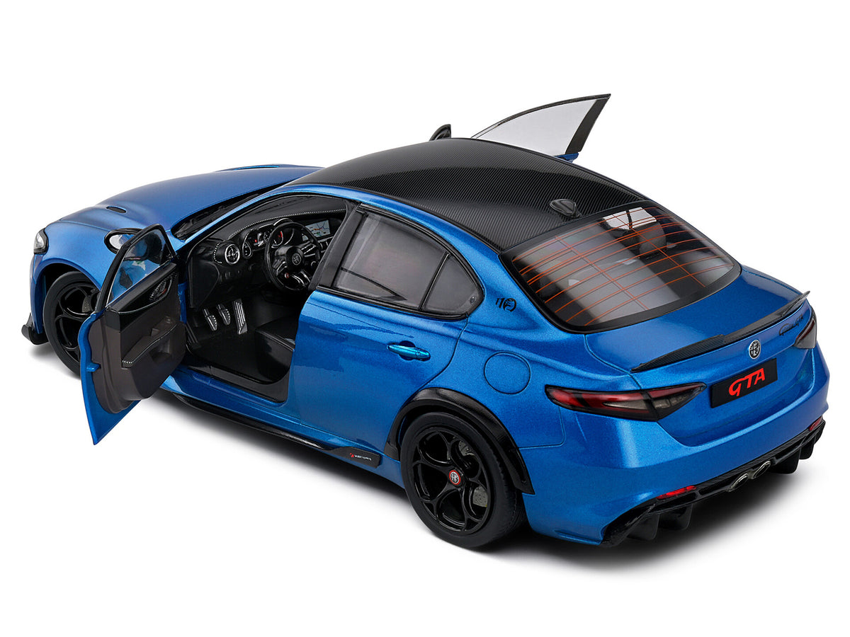 2022 Alfa Romeo Giulia GTA Anodized Blue Metallic with Carbon Top 1/18 Diecast Model Car