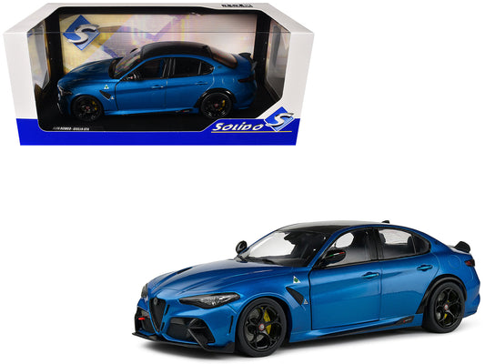 2022 Alfa Romeo Giulia GTA Anodized Blue Metallic with Carbon Top 1/18 Diecast Model Car