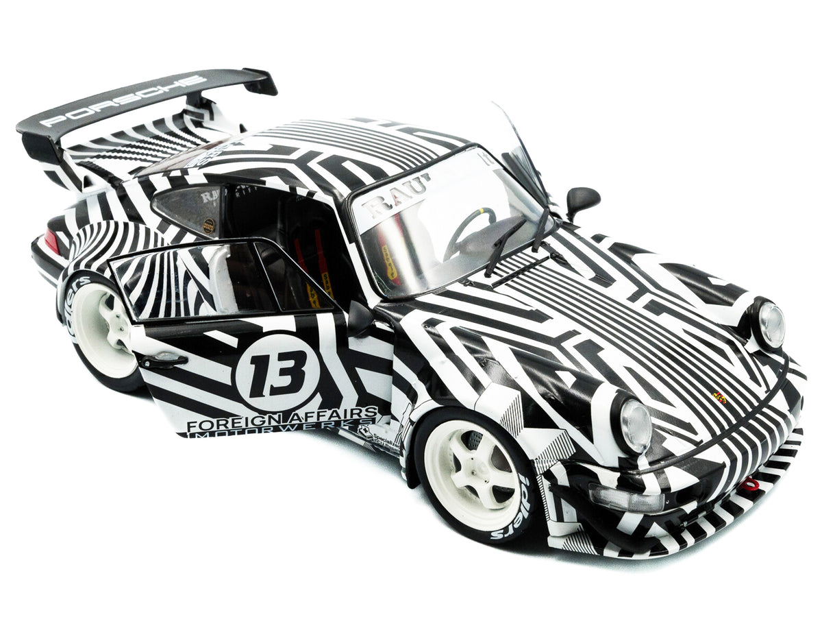 2022 RWB Bodykit #13 "The Zebra" Black and White Striped 1/18 Diecast Model Car