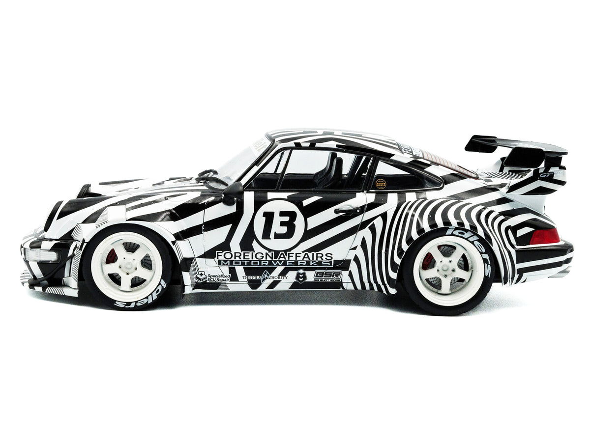 2022 RWB Bodykit #13 "The Zebra" Black and White Striped 1/18 Diecast Model Car