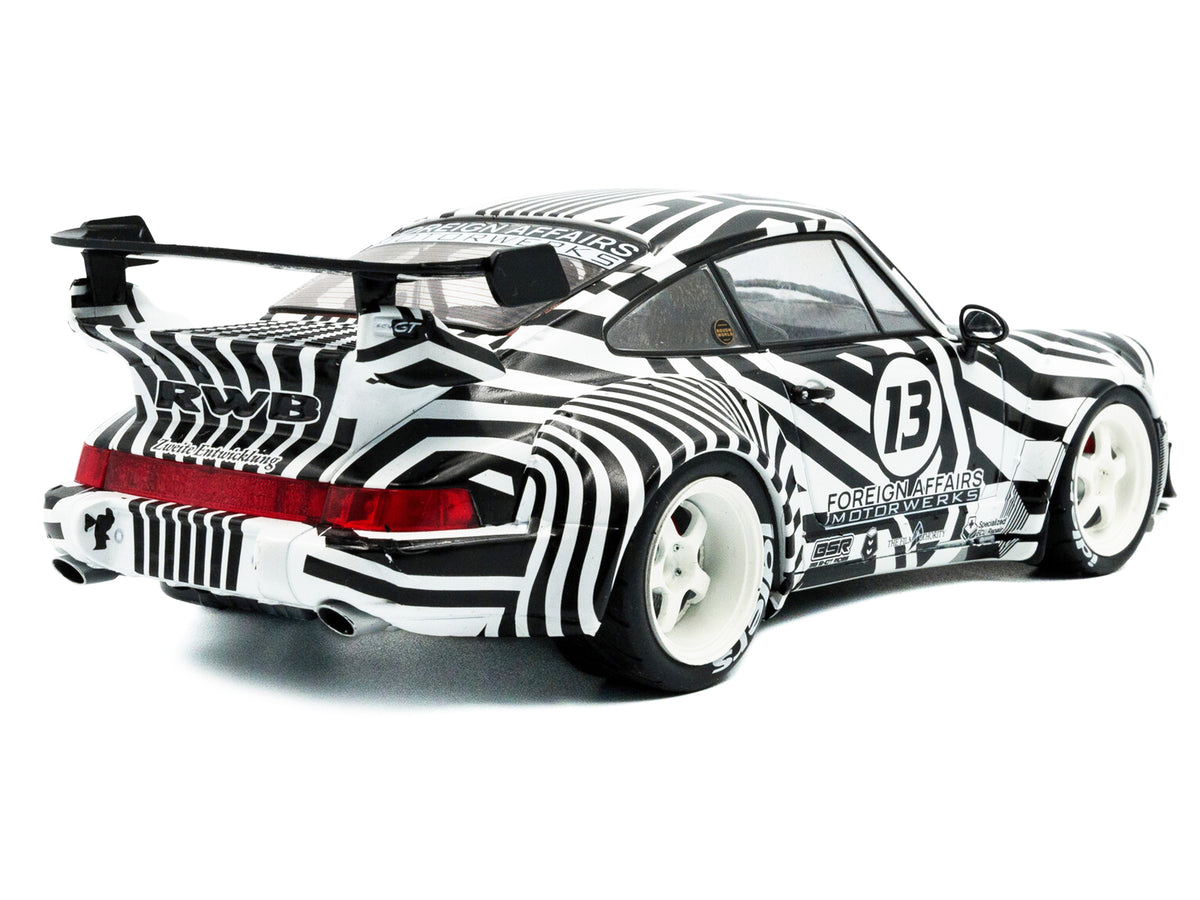 2022 RWB Bodykit #13 "The Zebra" Black and White Striped 1/18 Diecast Model Car