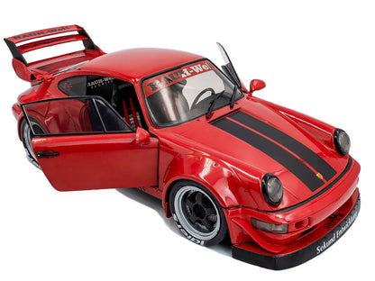 2024 RWB Bodykit "Taikano Kaishin" Red with Black Stripes 1/18 Diecast Model Car