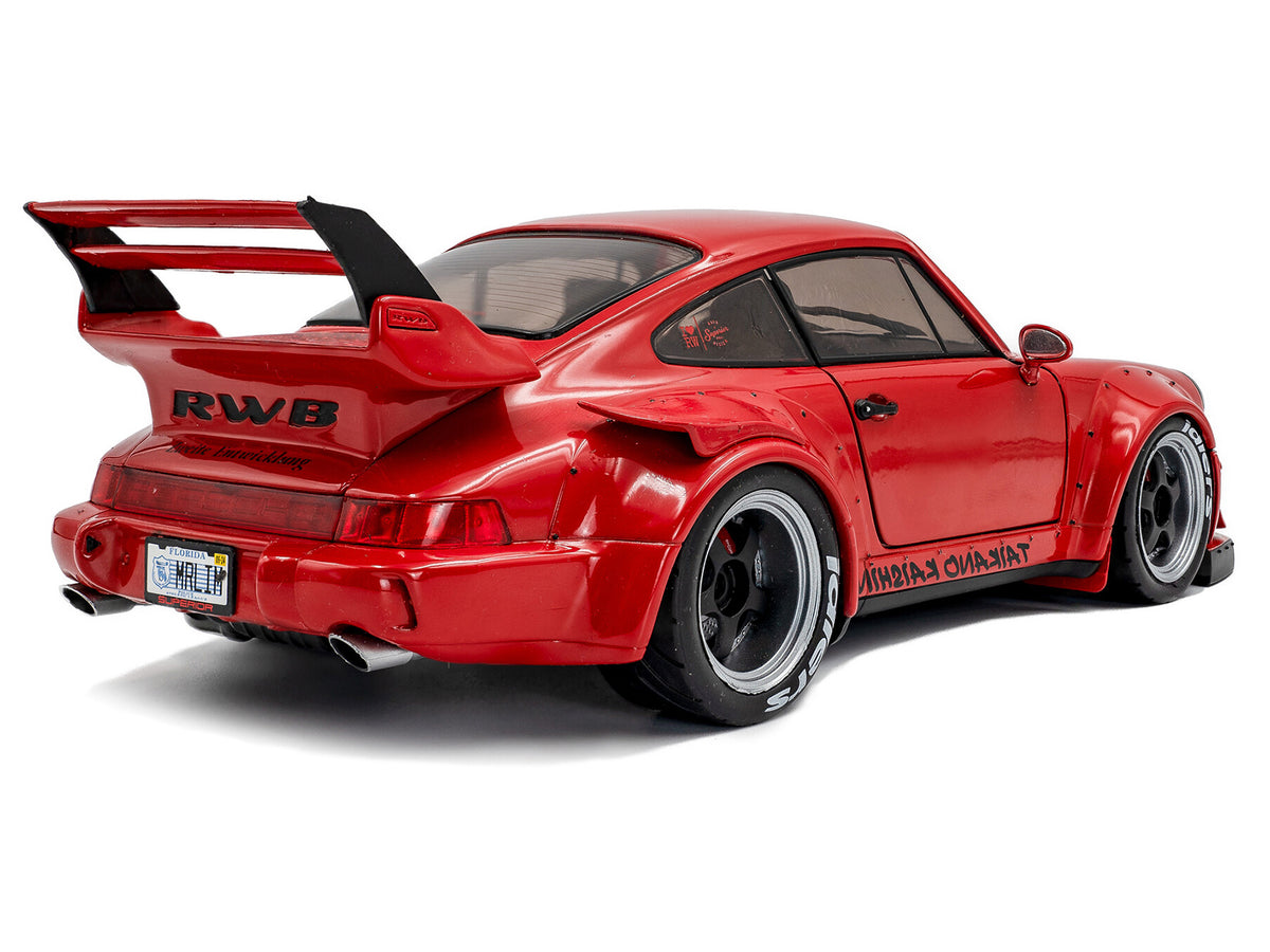 2024 RWB Bodykit "Taikano Kaishin" Red with Black Stripes 1/18 Diecast Model Car