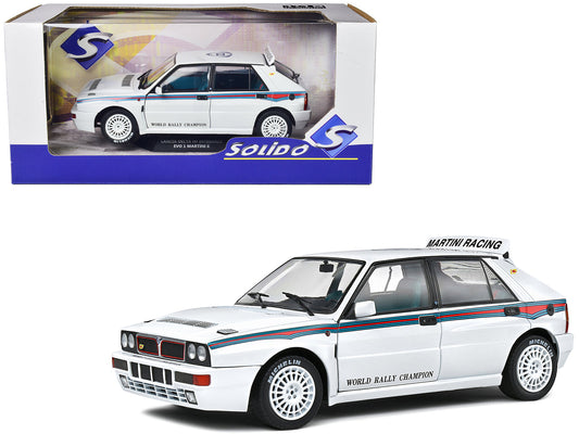 1992 Lancia Delta HF Integrale Evo 1 Martini 6 White with Blue and Red Stripes "World Rally Champion - Martini Racing" 1/18 Diecast Model Car