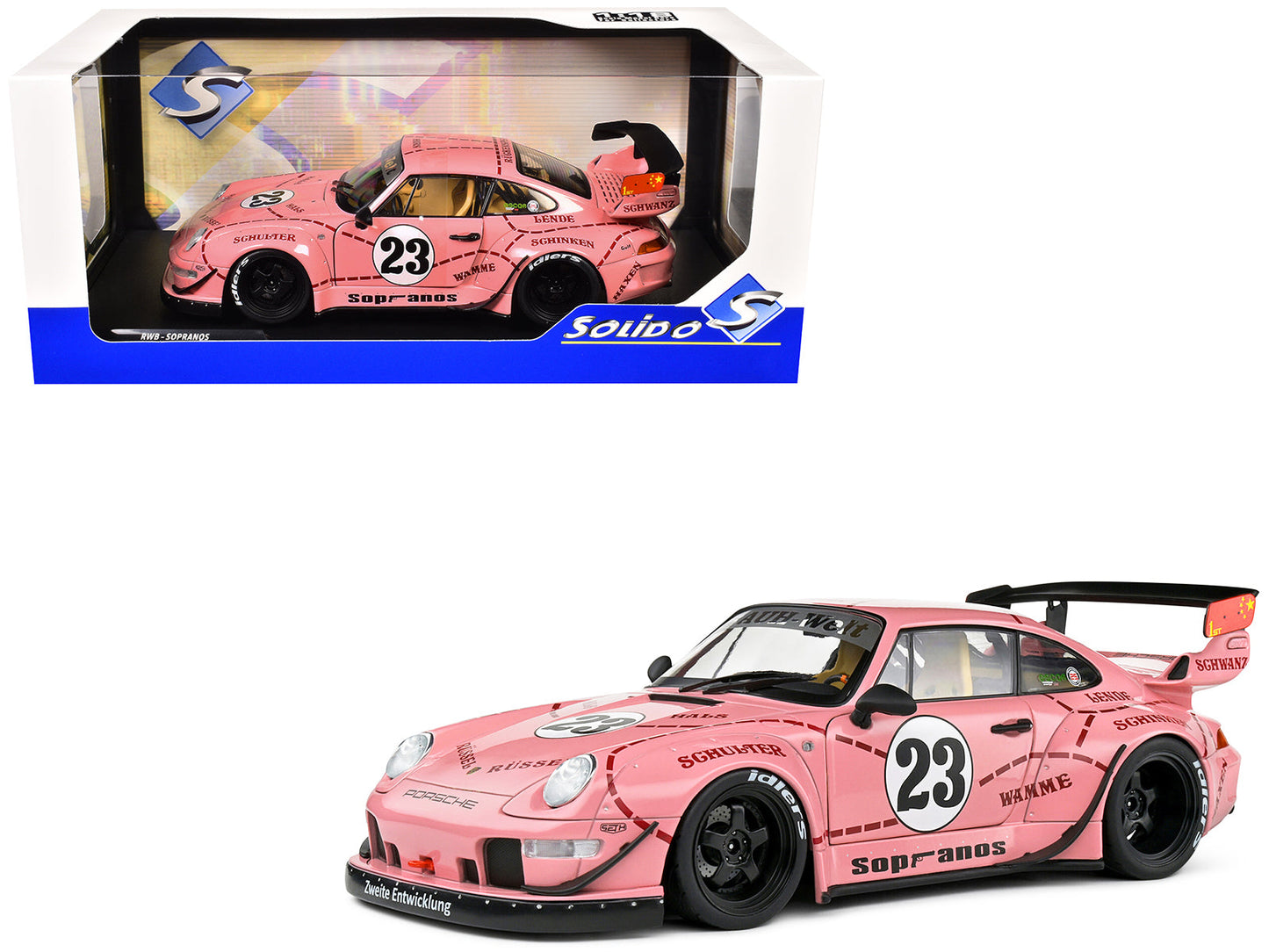 2020 RWB Bodykit #23 "Pink Pig" Pink with Graphics 1/18 Diecast Model Car