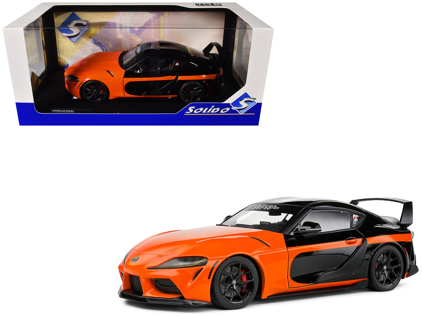 2024 Toyota GR Supra "StreetFighter" Orange and Black 1/18 Diecast Model Car