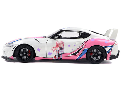 2024 Toyota GR Supra "Itasha" White with Graphics "StreetFighters" 1/18 Diecast Model Car