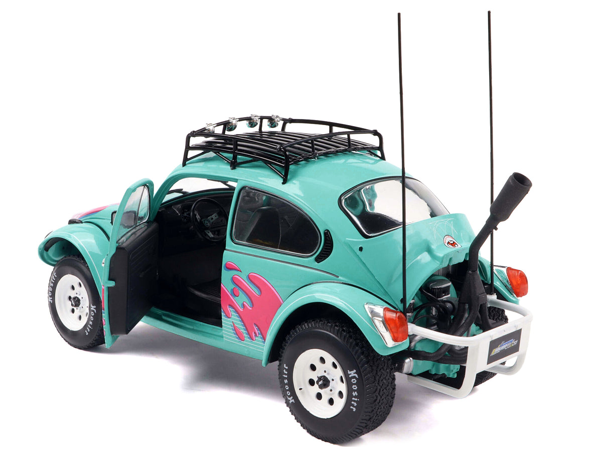 1976 Volkswagen Beetle Baja Miami Green with Pink Graphics 1/18 Diecast Model Car