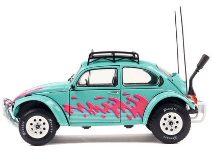 1976 Volkswagen Beetle Baja Miami Green with Pink Graphics 1/18 Diecast Model Car