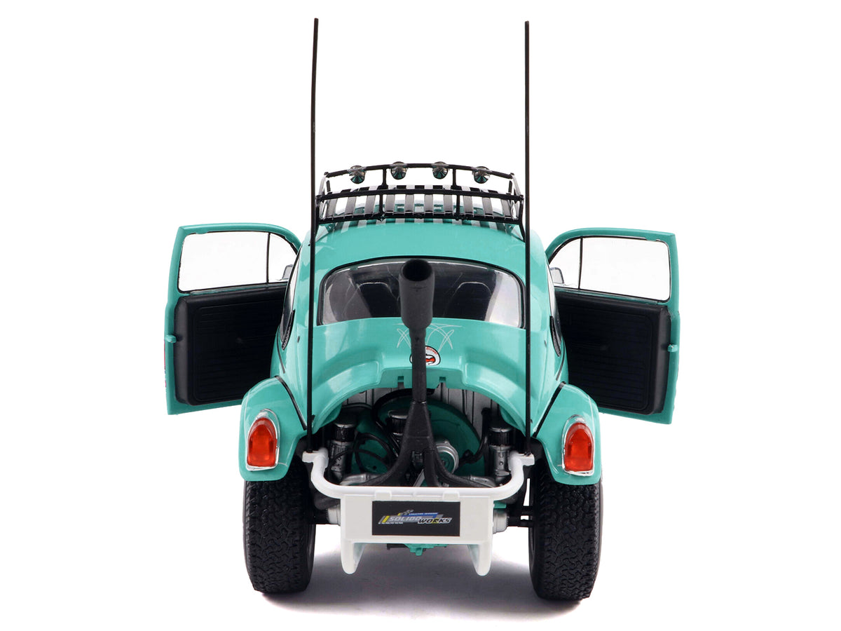 1976 Volkswagen Beetle Baja Miami Green with Pink Graphics 1/18 Diecast Model Car