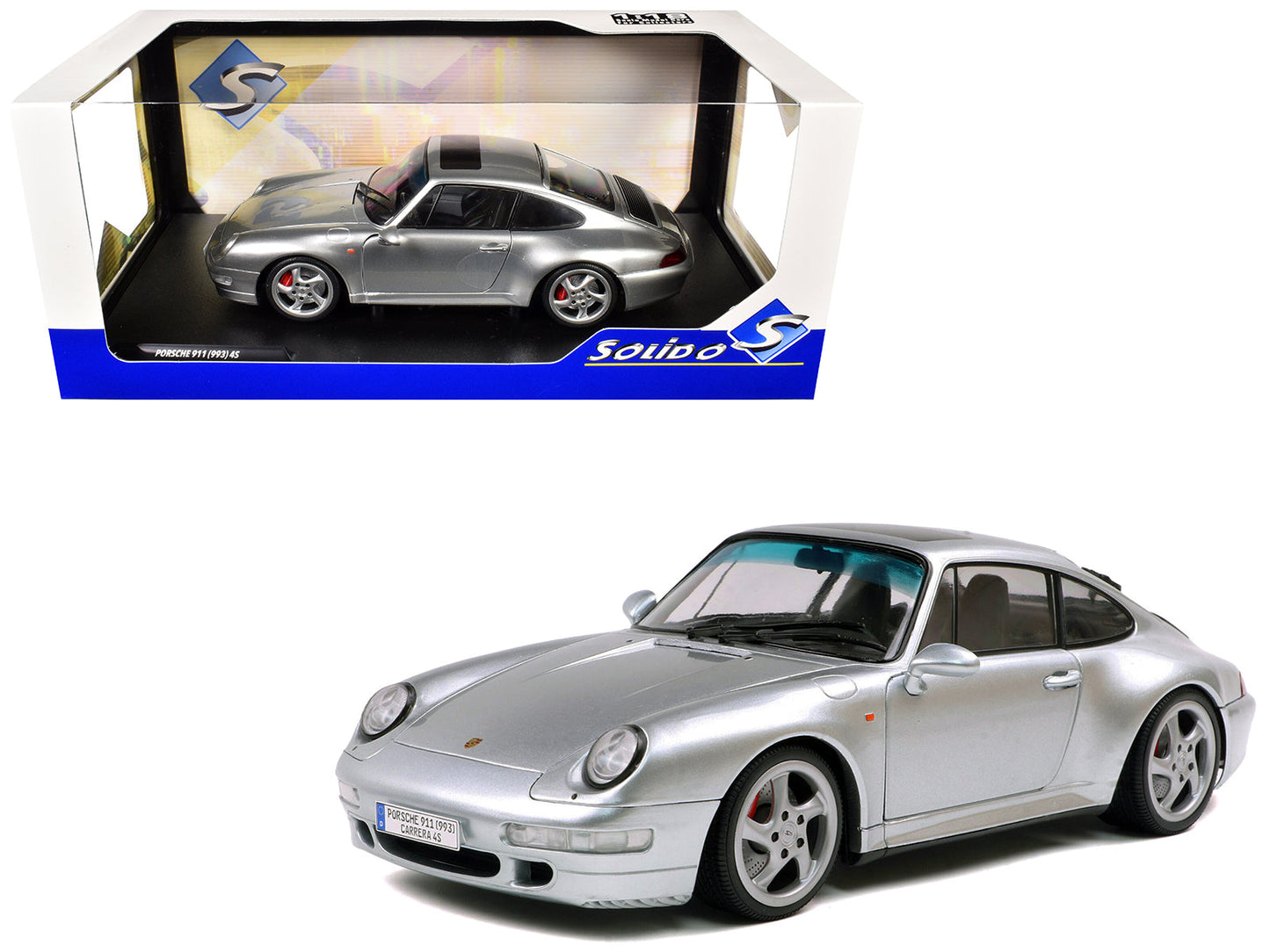 1996 Porsche 911 (993) 4S Polar Silver Metallic 1/18 Diecast Model Car