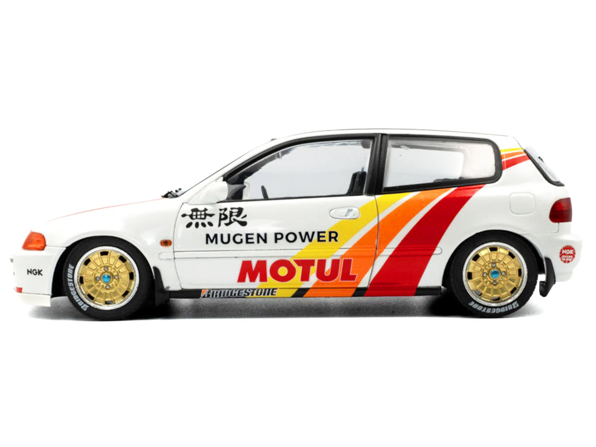 1991 Honda Civic (EG6) RHD (Right Hand Drive) "Mugen Racing" White with Stripes 1/18 Diecast Model Car