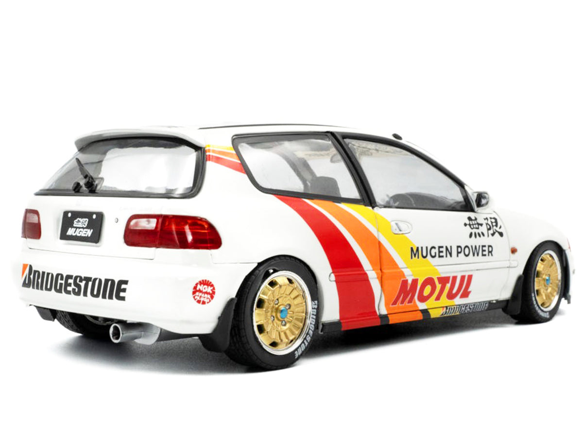 1991 Honda Civic (EG6) RHD (Right Hand Drive) "Mugen Racing" White with Stripes 1/18 Diecast Model Car