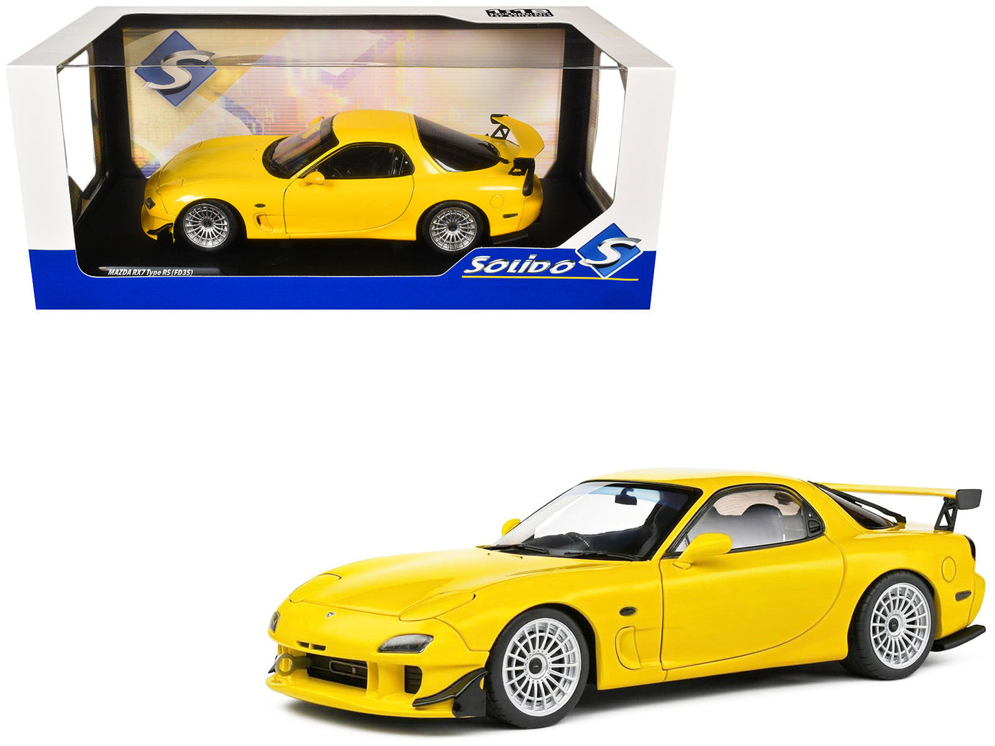 1994 Mazda RX7 Type RS (FD3RS) RHD (Right Hand Drive) Yellow 1/18 Diecast Model Car
