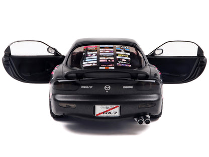1994 Mazda RX7 (FDRS) RHD (Right Hand Drive) "Itasha Club" Black Metallic with Pink Graphics 1/18 Diecast Model Car