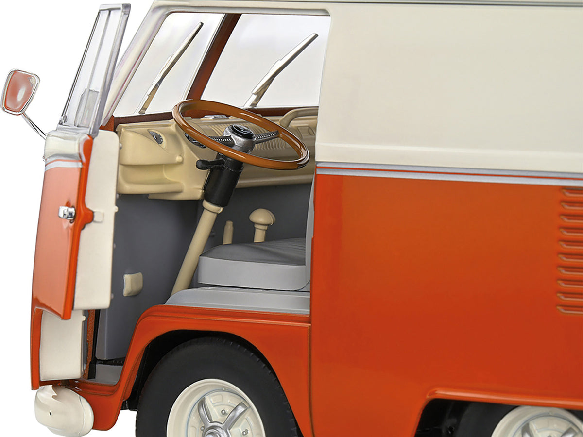 1950 Volkswagen Kool Kombi Van with Trailer Orange and White 1/18 Diecast Model Car