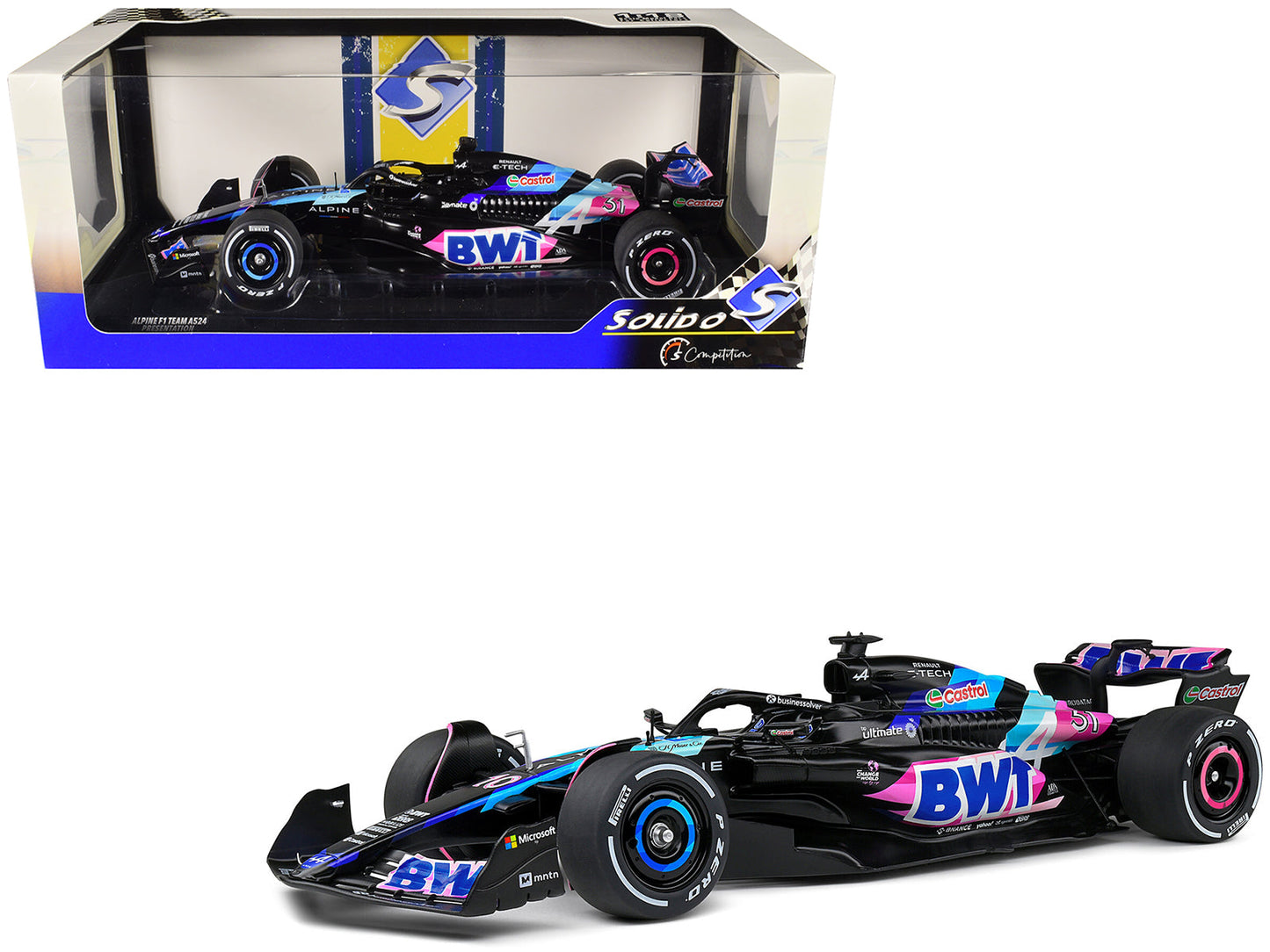 Alpine A524 Presentation Edition "BWT" "Formula One F1 World Championship" (2024) "Competition" Series 1/18 Diecast Model Car