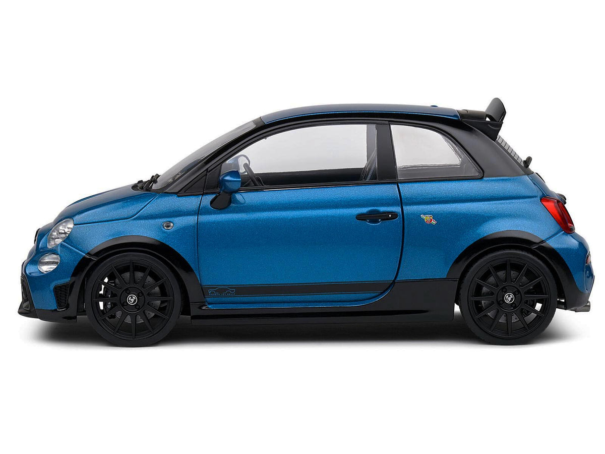 2022 Fiat 695 Abarth "Tributo 131 Rally" Podium Blue Metallic with Black Side Stripes 1/18 Diecast Model Car