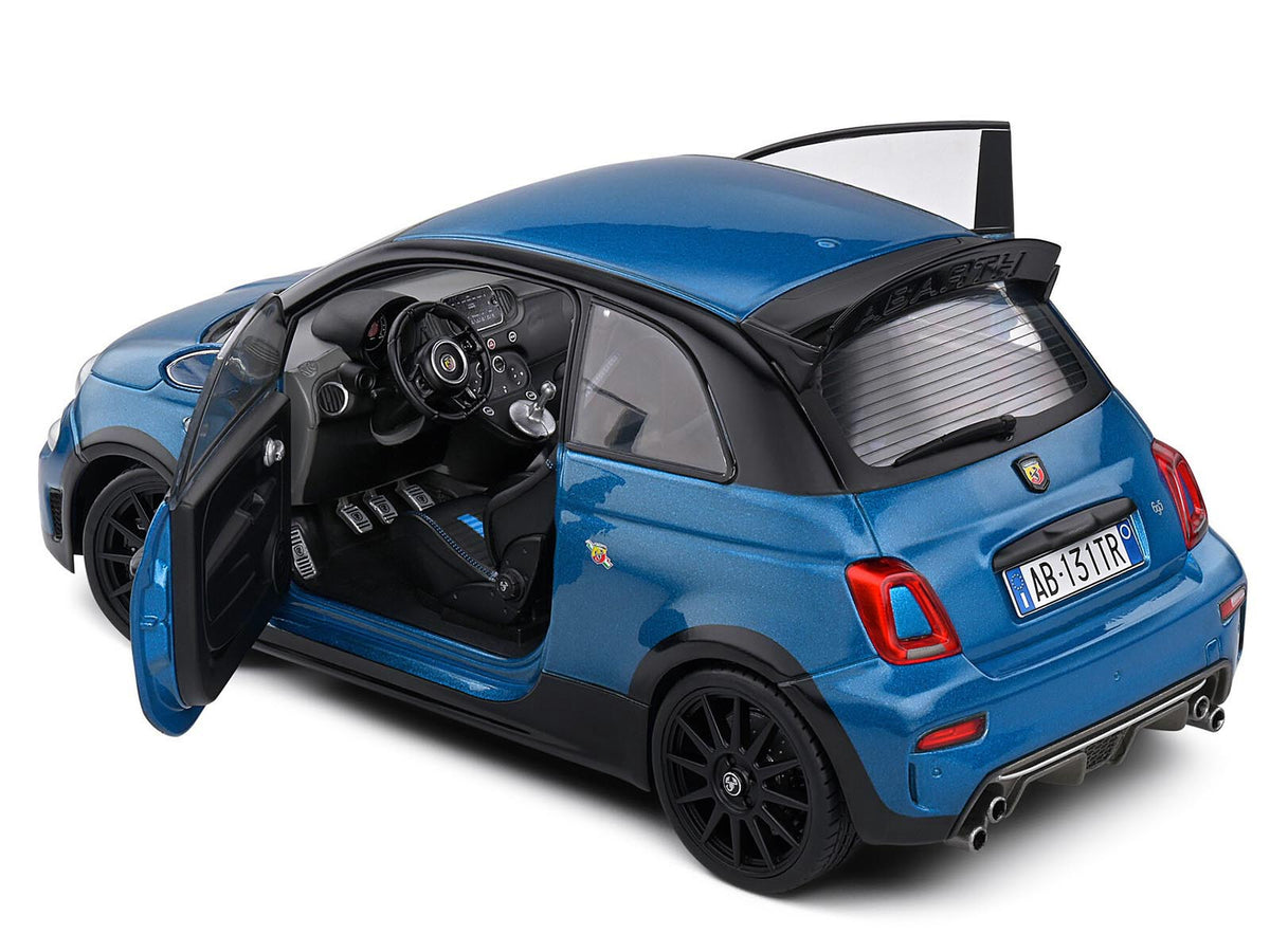 2022 Fiat 695 Abarth "Tributo 131 Rally" Podium Blue Metallic with Black Side Stripes 1/18 Diecast Model Car