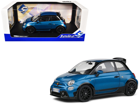 2022 Fiat 695 Abarth "Tributo 131 Rally" Podium Blue Metallic with Black Side Stripes 1/18 Diecast Model Car