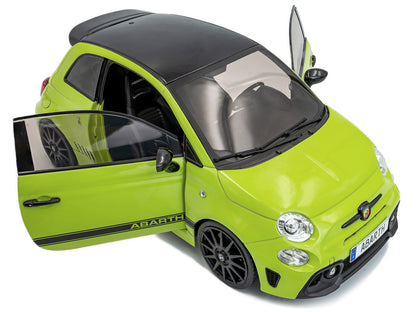2023 Fiat F595 Abarth Verde Adrenalina Green with Black Top and Stripes 1/18 Diecast Model Car