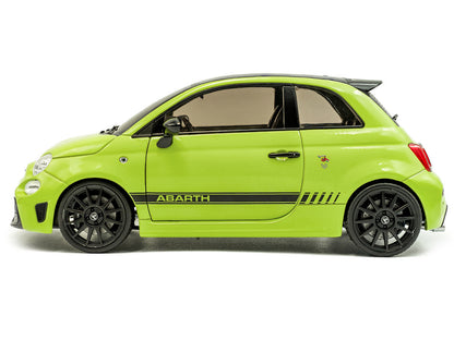 2023 Fiat F595 Abarth Verde Adrenalina Green with Black Top and Stripes 1/18 Diecast Model Car
