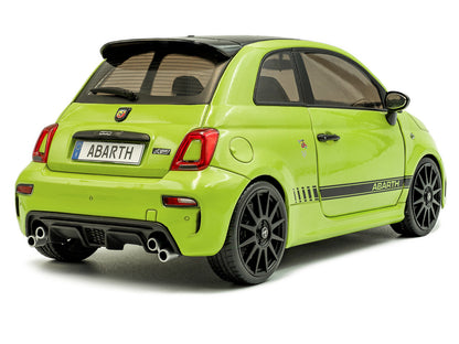 2023 Fiat F595 Abarth Verde Adrenalina Green with Black Top and Stripes 1/18 Diecast Model Car