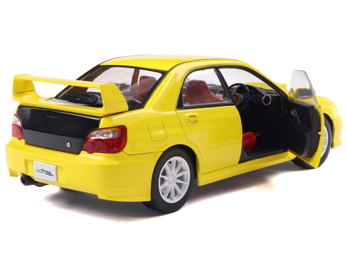 2003 Subaru Impreza WRX STI RHD (Right Hand Drive) Yellow with Carbon Hood 1/18 Diecast Model Car