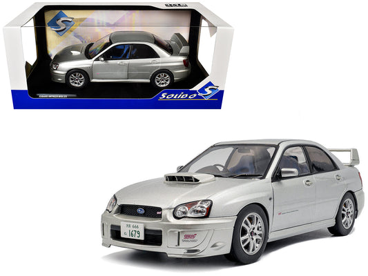 2004 Subaru Impreza WRX STI RHD (Right Hand Drive) Premium Silver Effect 1/18 Diecast Model Car