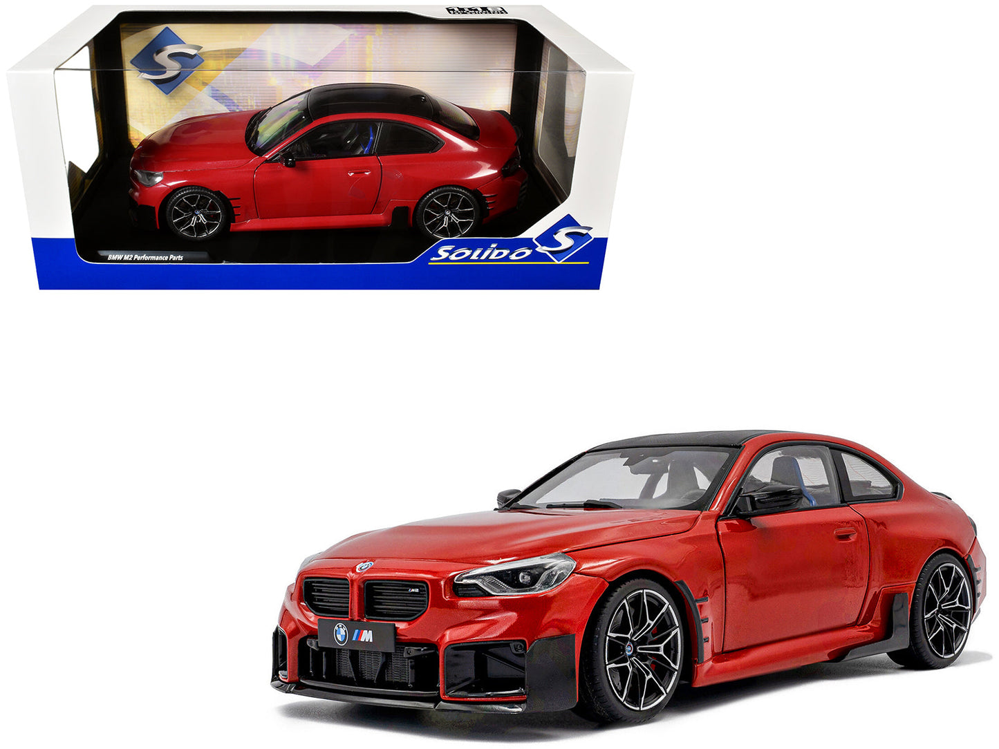 2024 BMW M2 Performance Parts Toronto Red Metallic with Carbon Top 1/18 Diecast Model Car
