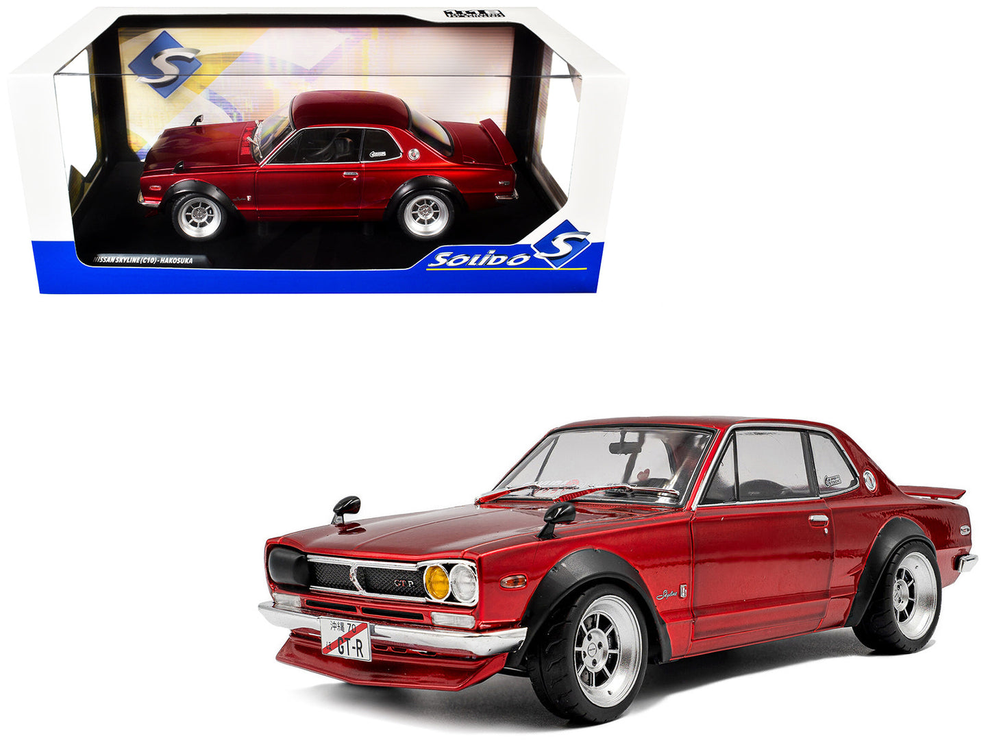 1970 Nissan Skyline (C10) Hakosuka RHD (Right Hand Drive) Red Metallic 1/18 Diecast Model Car
