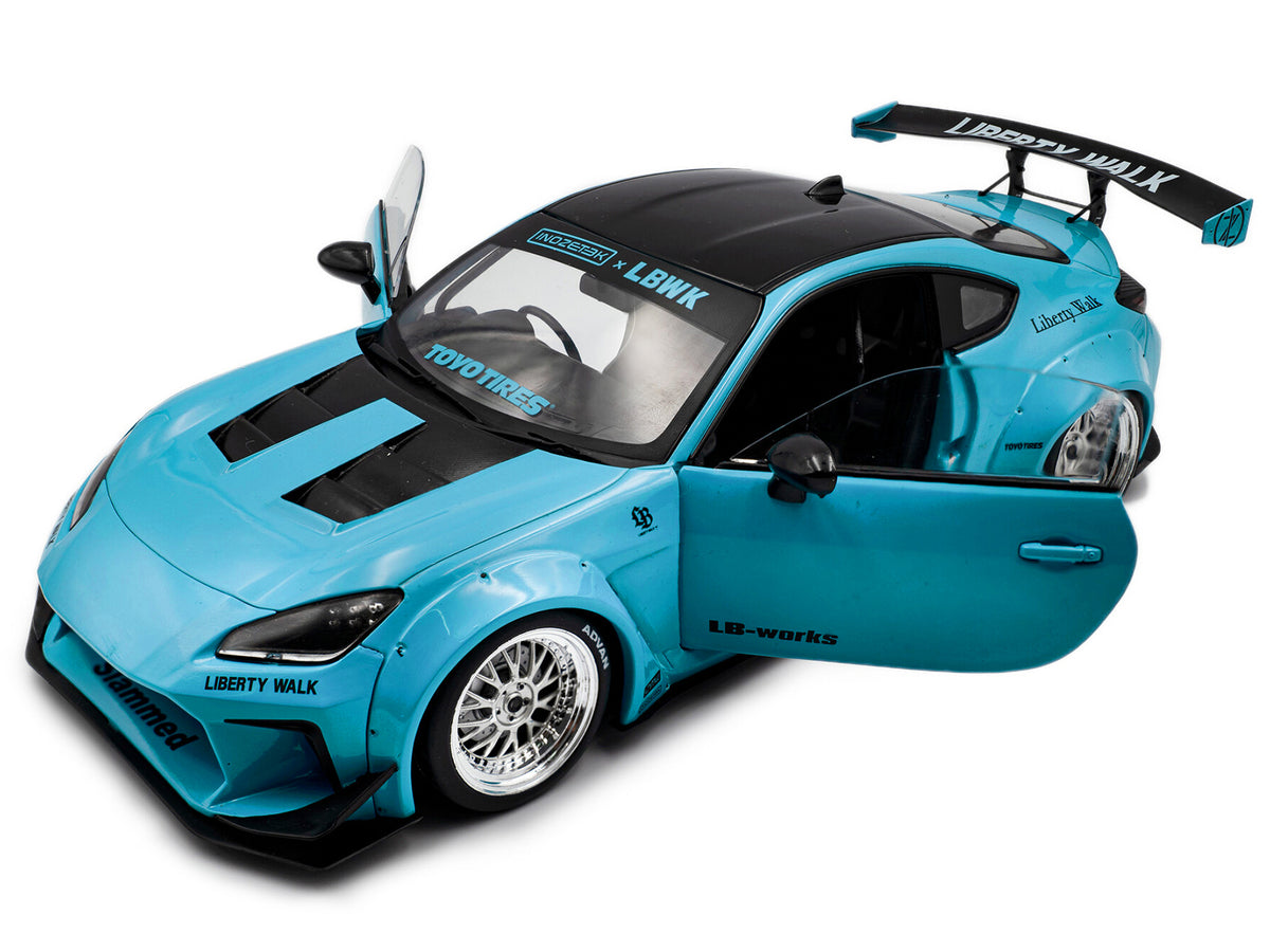 2024 Toyota GR86 LBWK Body Kit RHD (Right Hand Drive) Baby Blue with Black Top 1/18 Diecast Model Car