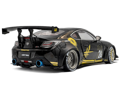 2024 Toyota GR86 Liberty Walk Body Kit RHD (Right Hand Drive) #24 Black with Gold Graphics 1/18 Diecast Model Car