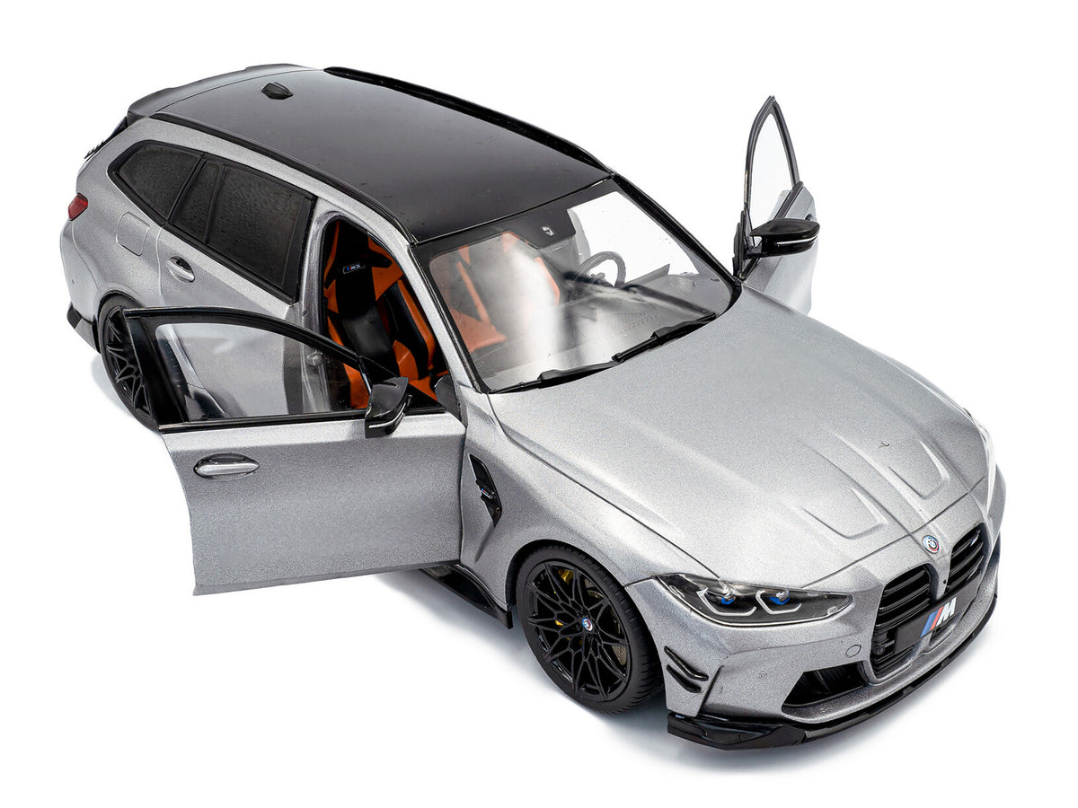 2024 BMW M3 Competition M xDrive Touring Frozen Pure Gray Metallic with Black Top 1/18 Diecast Model Car