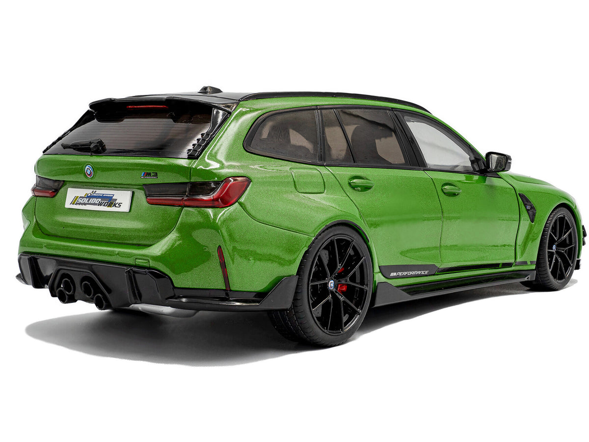 2024 BMW M3 Competition M xDrive Touring Green Metallic with Black Top 1/18 Diecast Model Car