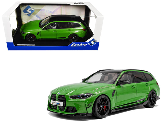 2024 BMW M3 Competition M xDrive Touring Green Metallic with Black Top 1/18 Diecast Model Car