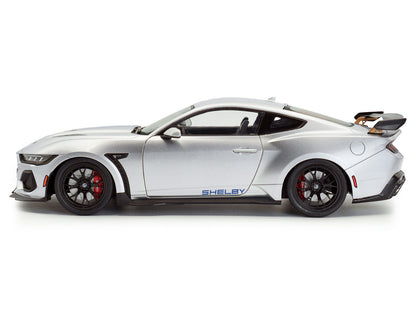 2024 Ford Shelby Mustang Super Snake Gray Metallic with Blue Stripes 1/18 Diecast Model Car