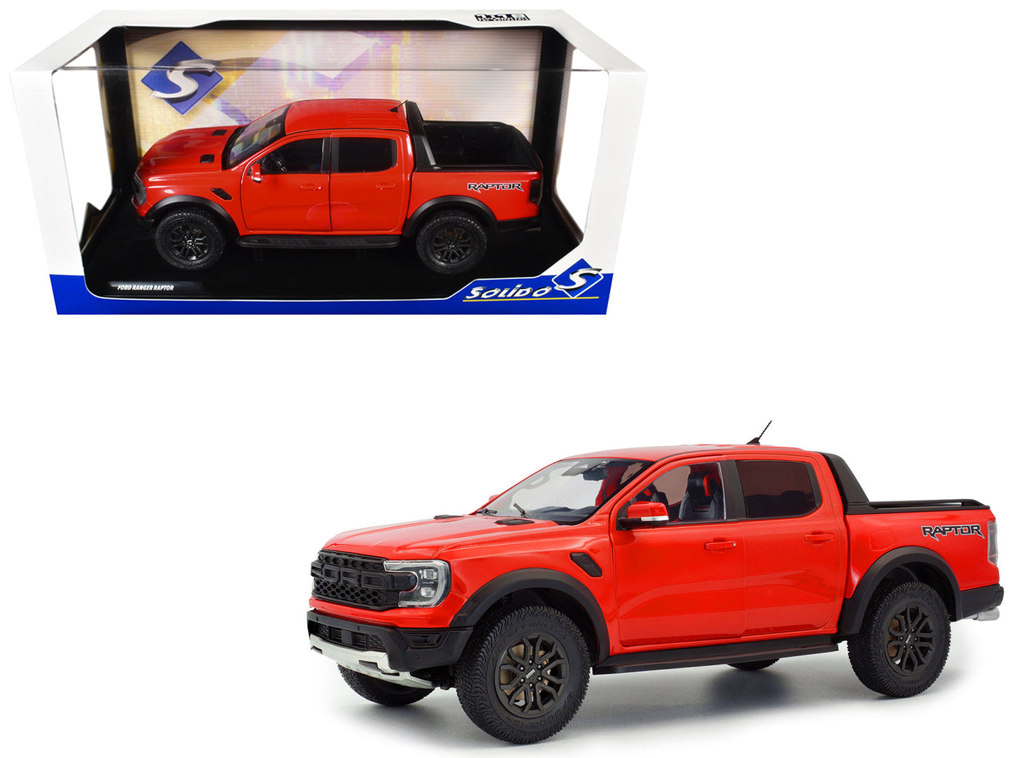 2024 Ford Ranger Raptor Pickup Truck Orange Red 1/18 Diecast Model Car